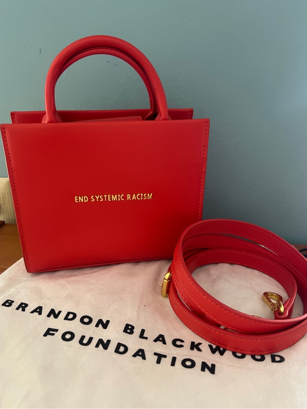 Brandon Blackwood Orange 'End Systemic Racism' Mini Tote - limited edition